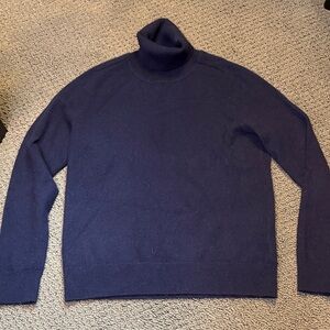 Quince Cashmere Navy Blue Turtleneck Sweater